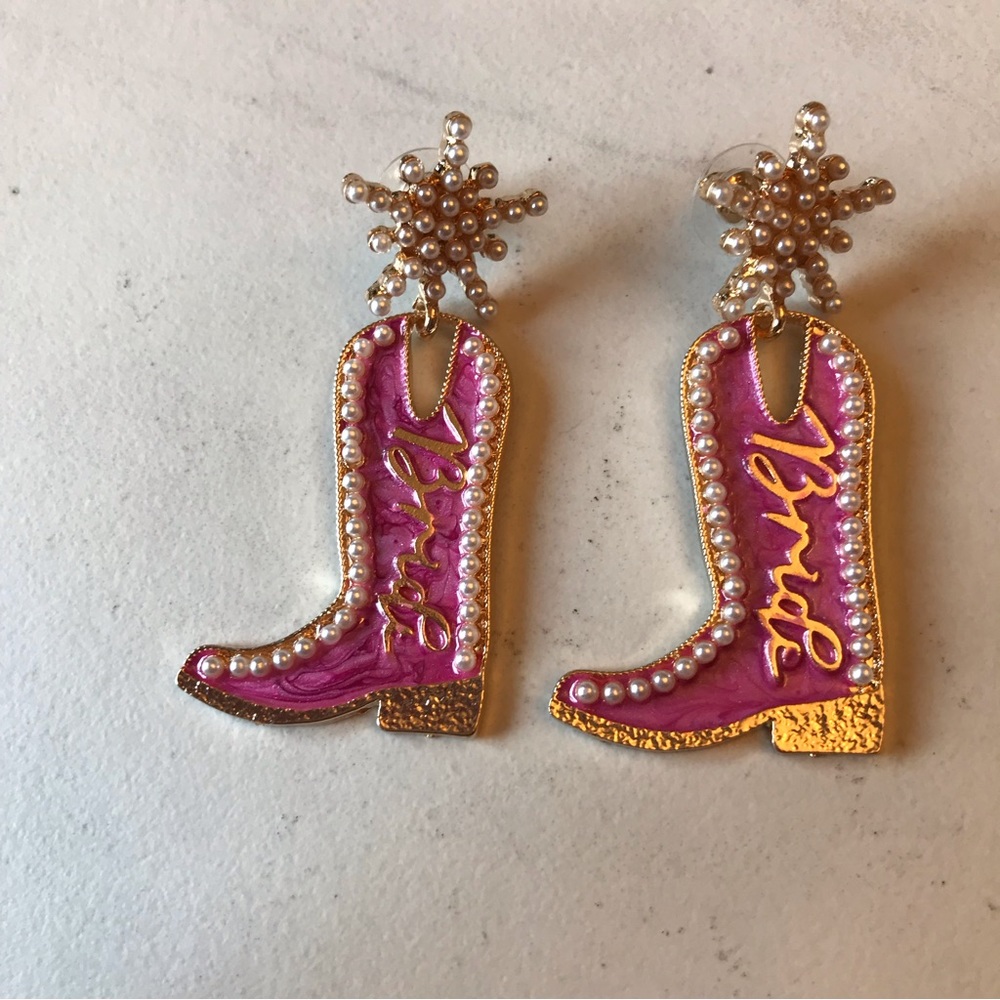 Bride Cowboy Boot Earrings - Picture 4 of 6